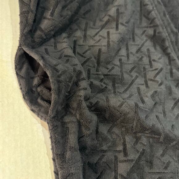 Natori Zip-Up Long Sleeve Stand Collar Maxi Robe Women XL Textured Velour Black - Picture 8 of 9